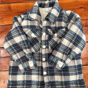 Zara kids faux sheer line lined plaid jacket